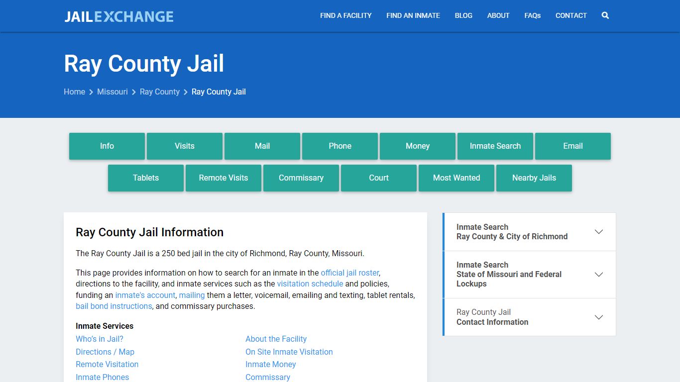Ray County Jail, MO Inmate Search, Information